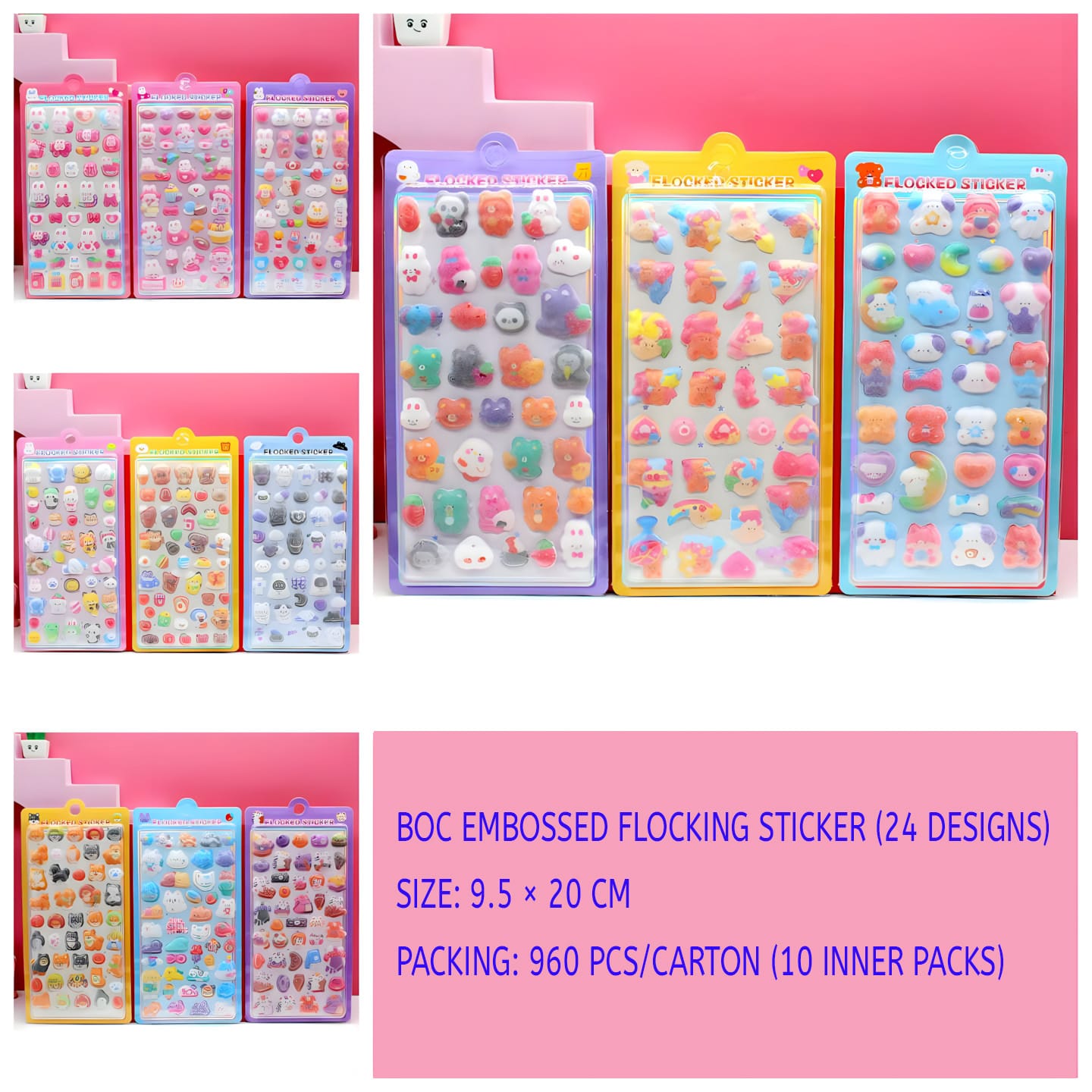 BOC Embossed Flocking Sticker (24 Designs)