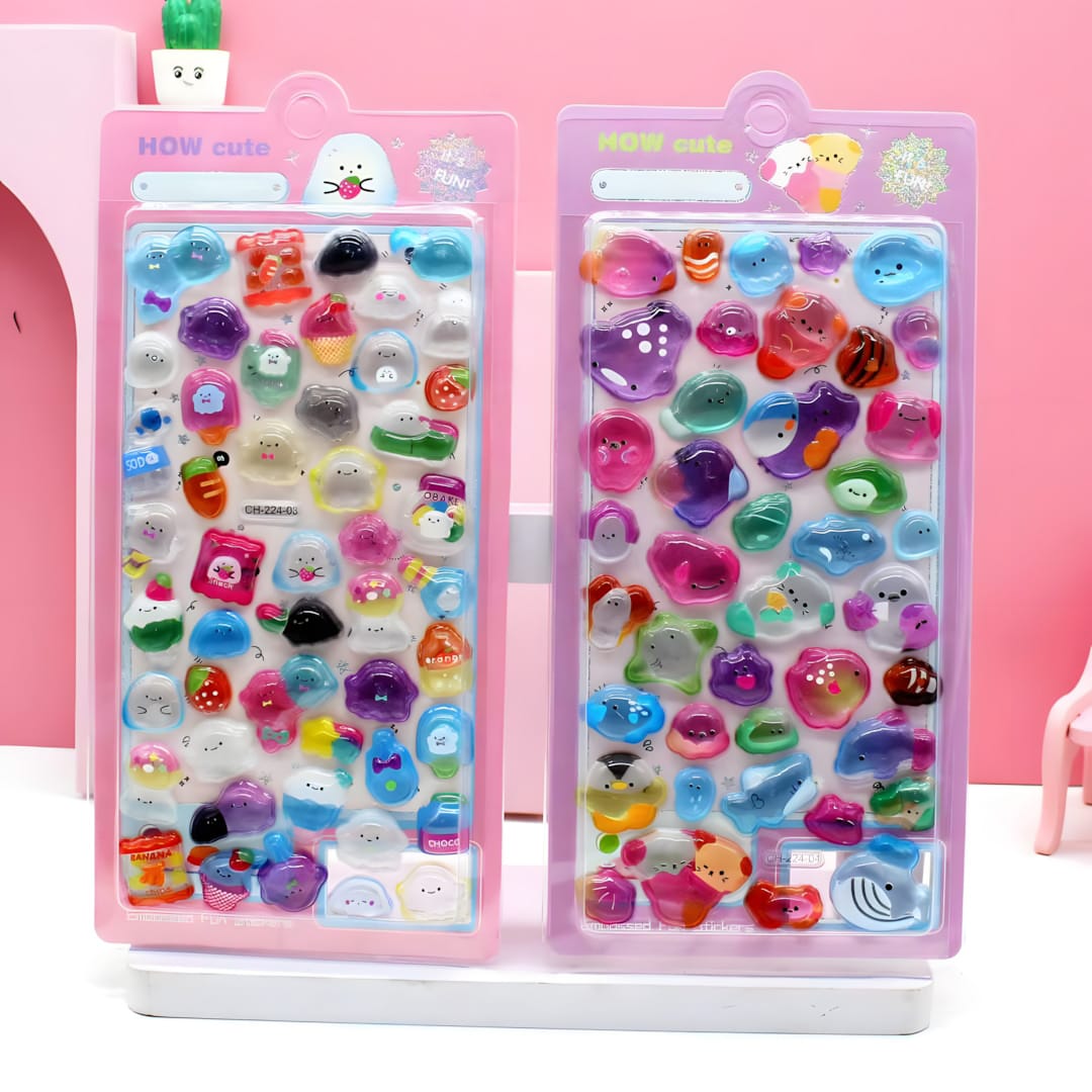 CH-224A Solid Crystal Embossed Sticker with Blister Card (12 Designs)