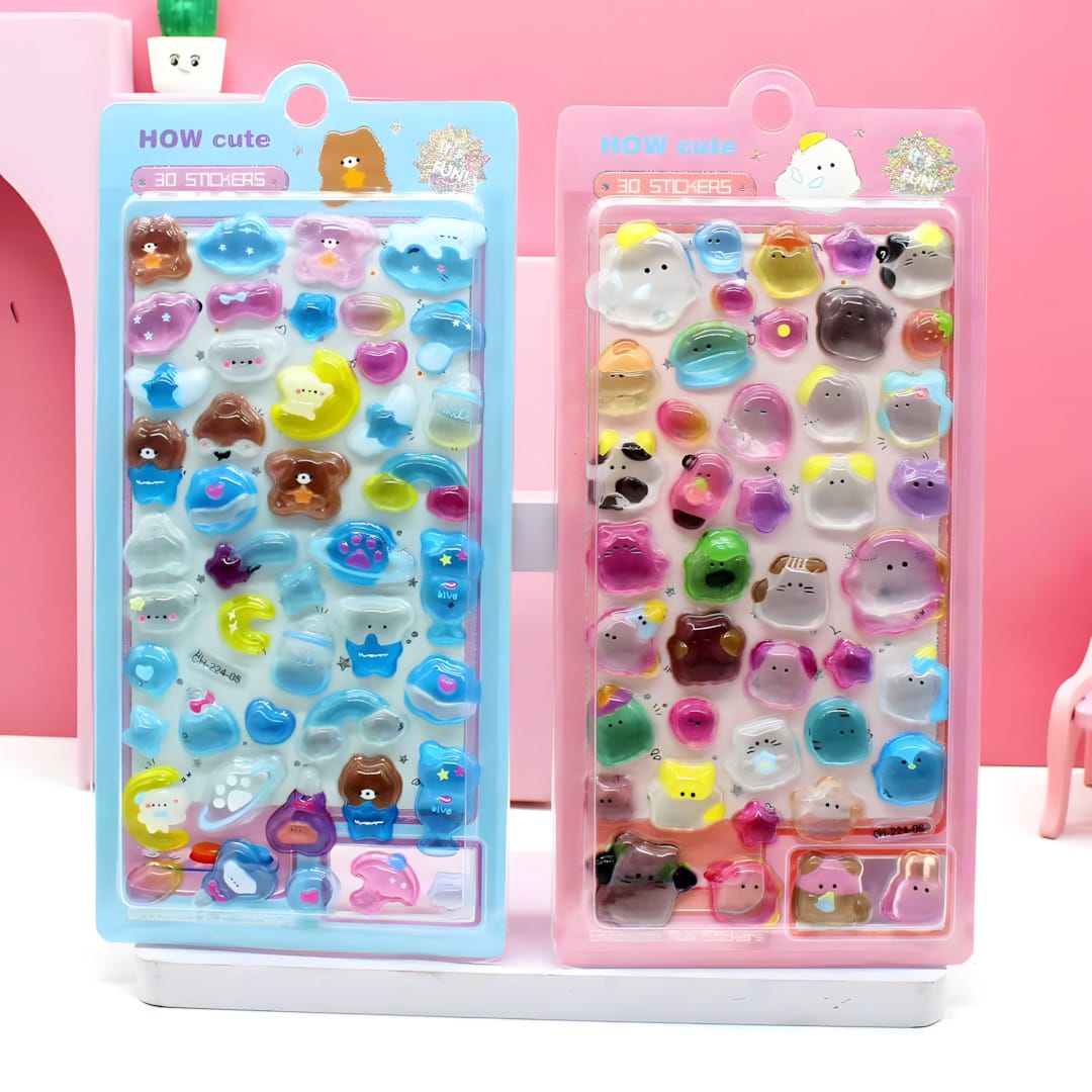 CH-224A Solid Crystal Embossed Sticker with Blister Card (12 Designs)