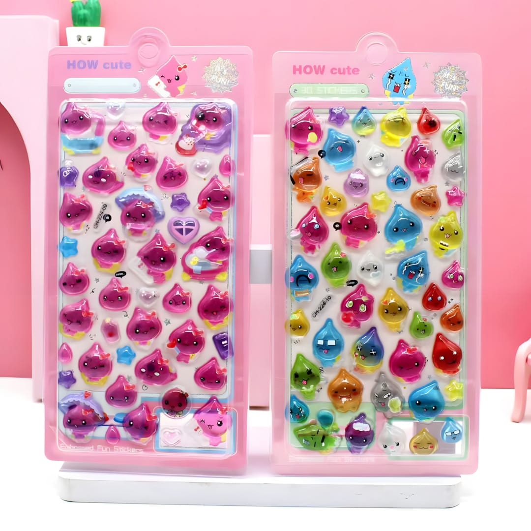 CH-224A Solid Crystal Embossed Sticker with Blister Card (12 Designs)
