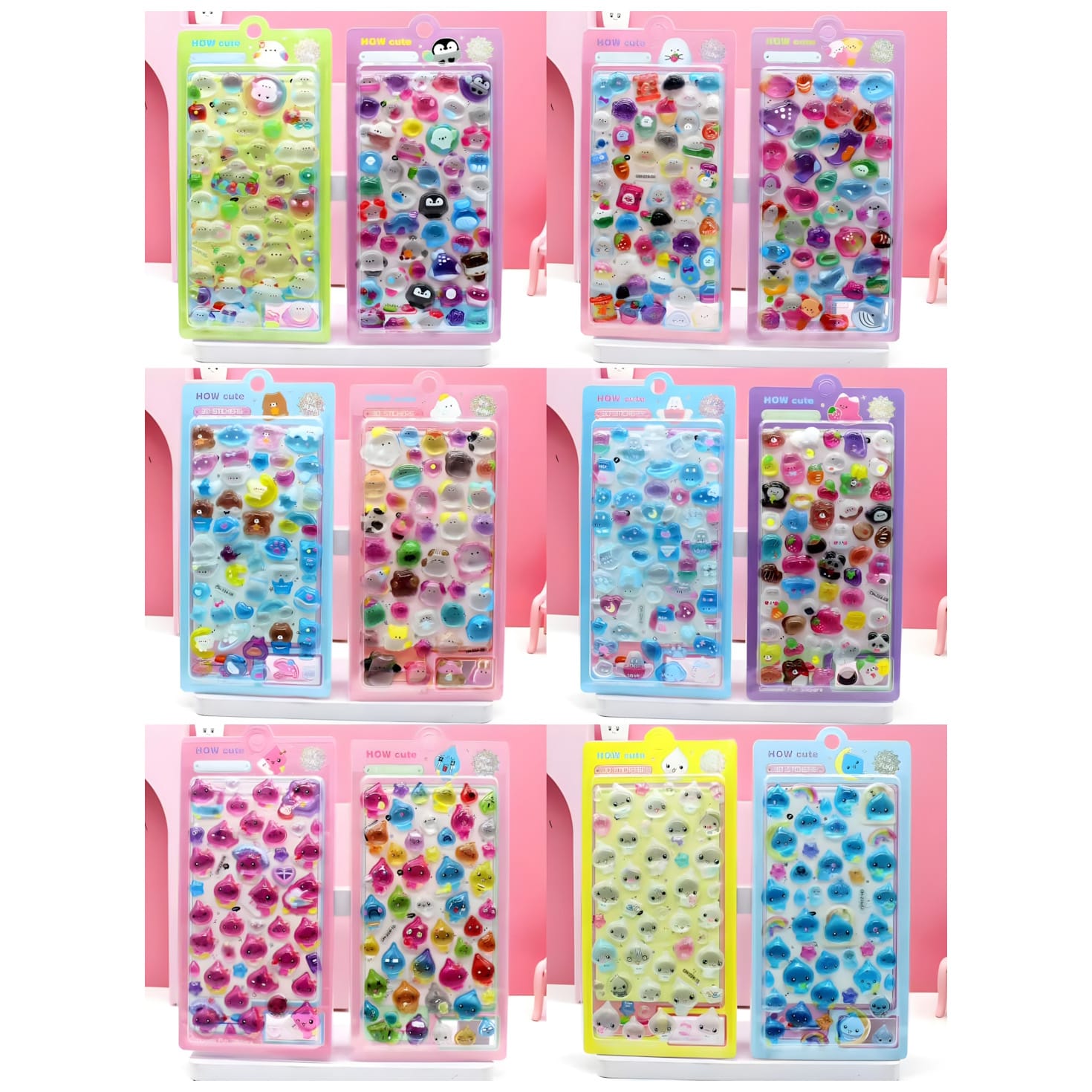 CH-224A Solid Crystal Embossed Sticker with Blister Card (12 Designs)