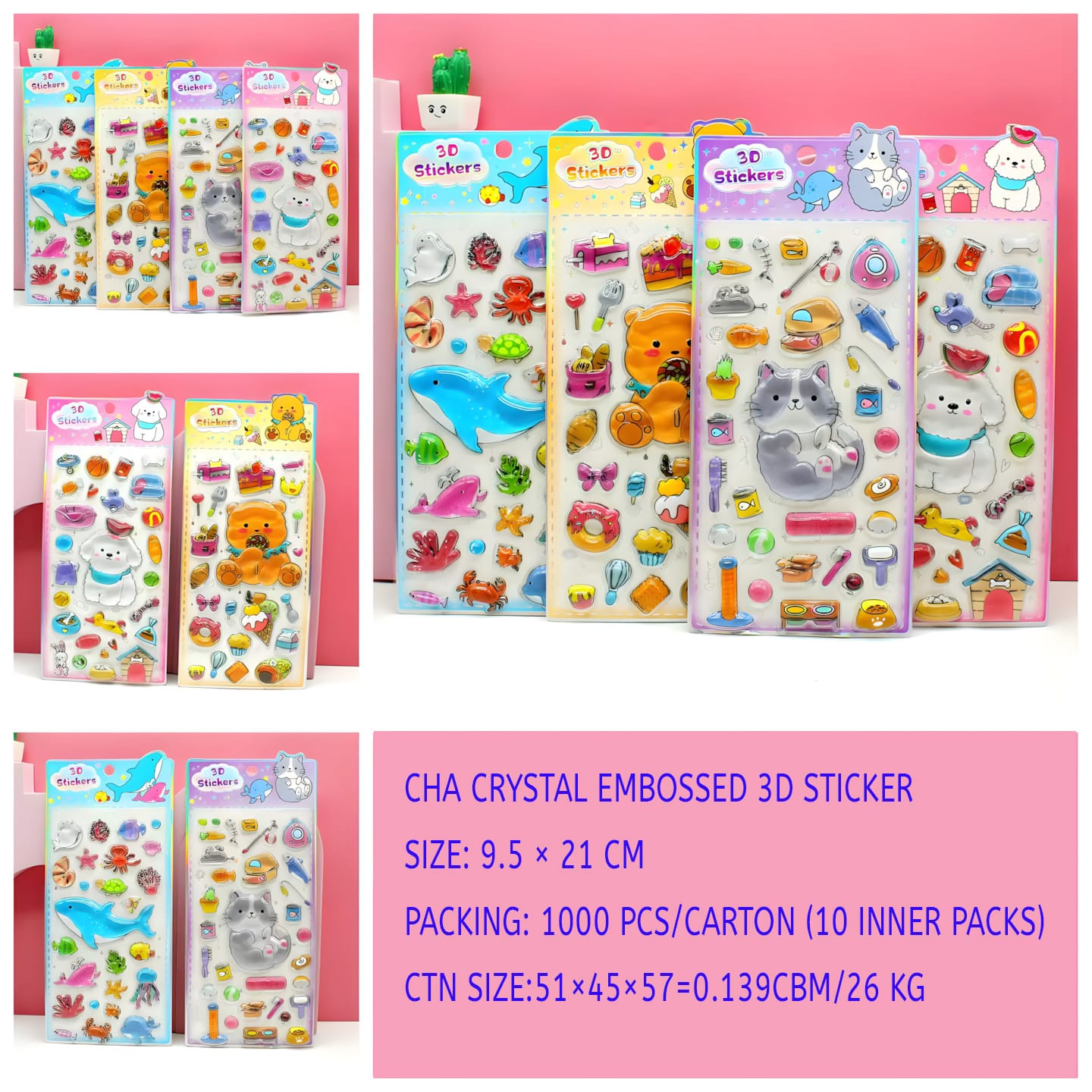 CHA Crystal Embossed 3D Sticker