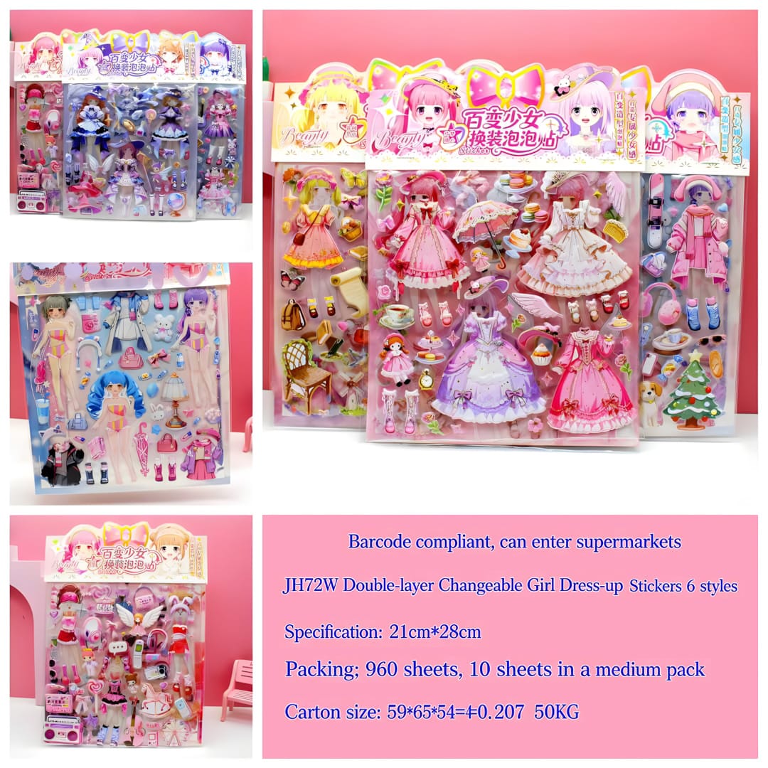 JH72W Double-layer Versatile Girl Dress-up Sticker