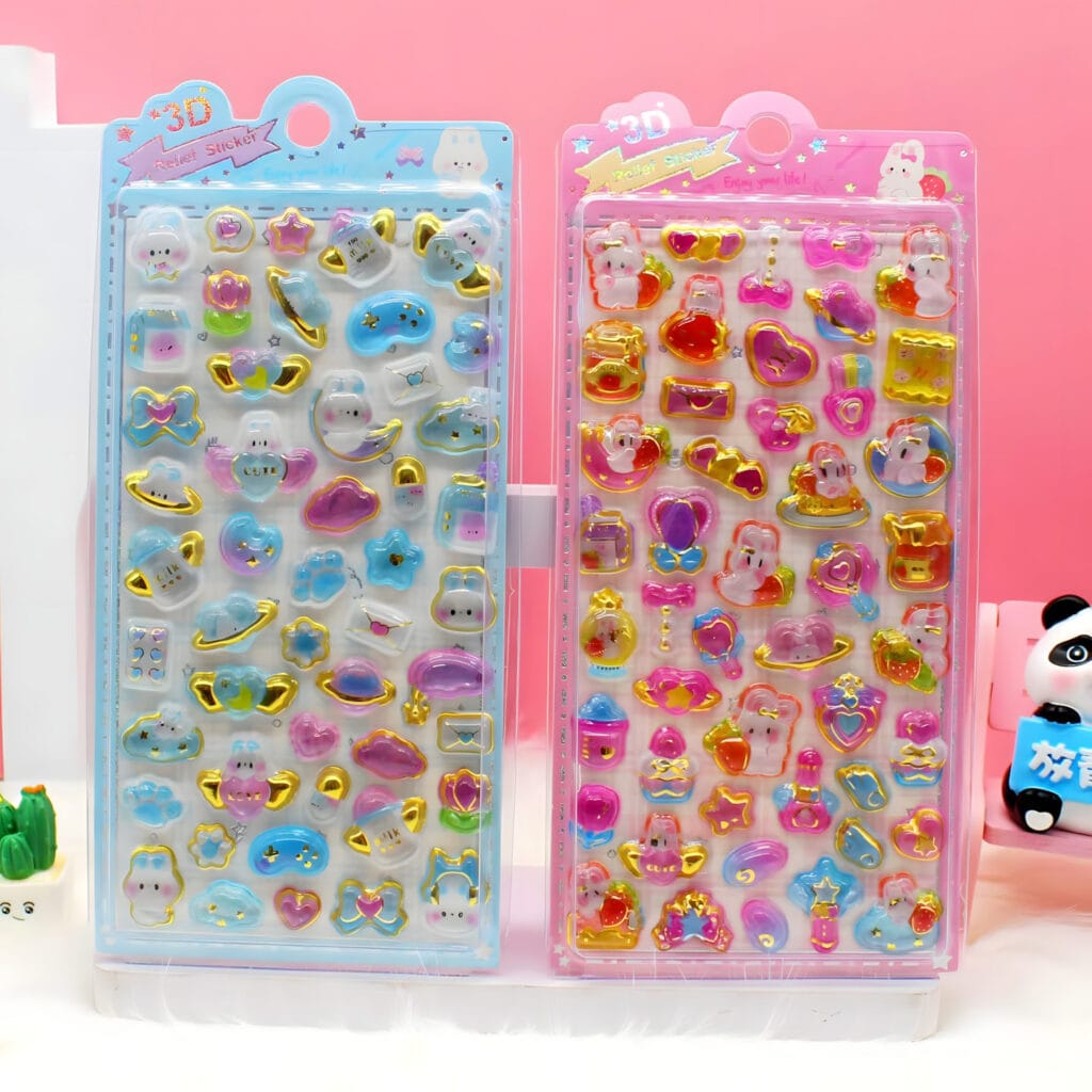 LNFC-069 Hot Stamping Embossed Stickers in Display Box (12 Designs)