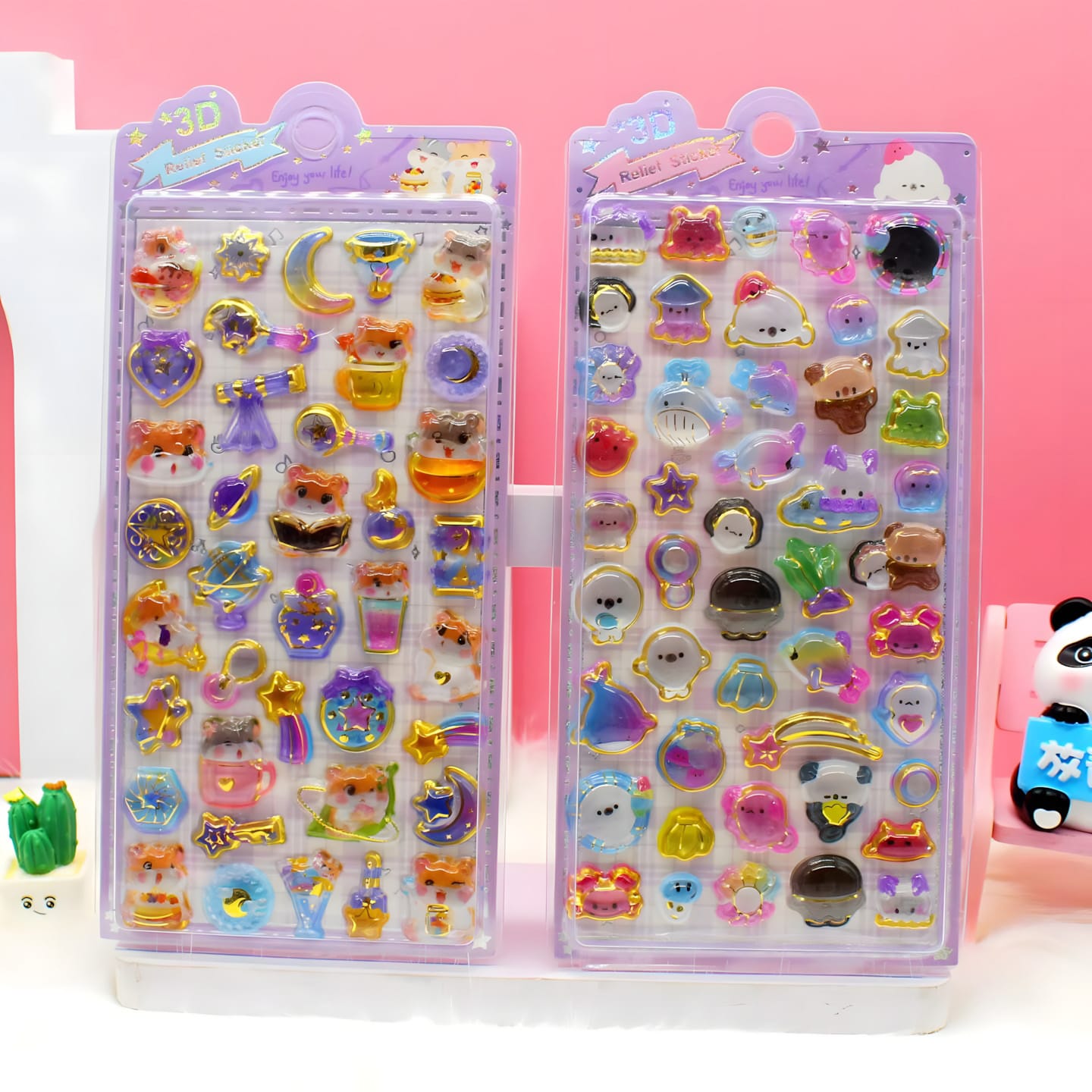 LNFC-069 Hot Stamping Embossed Stickers in Display Box (12 Designs)