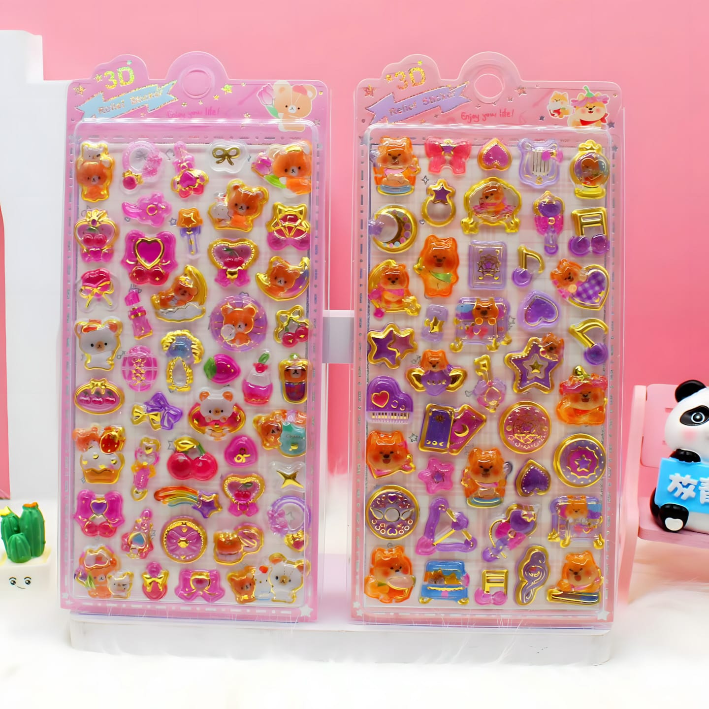 LNFC-069 Hot Stamping Embossed Stickers in Display Box (12 Designs)