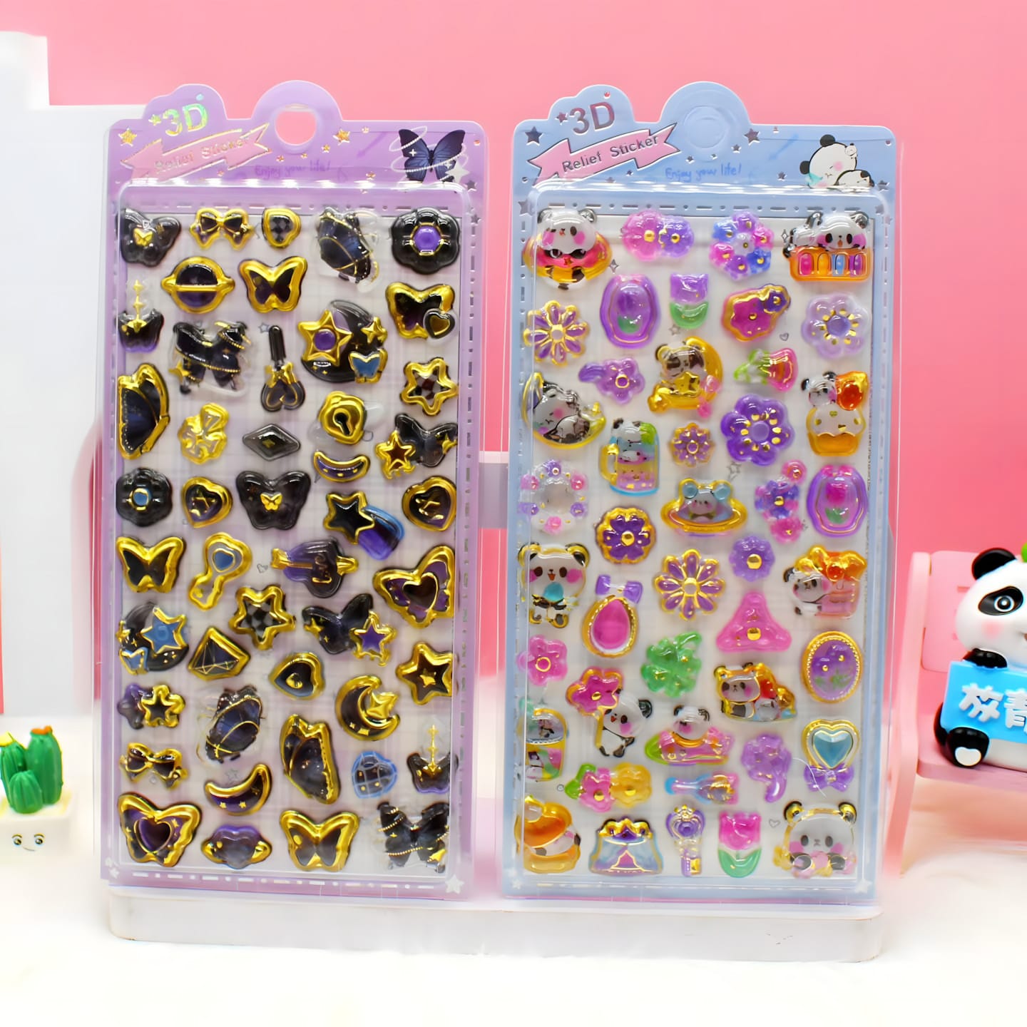 LNFC-069 Hot Stamping Embossed Stickers in Display Box (12 Designs)
