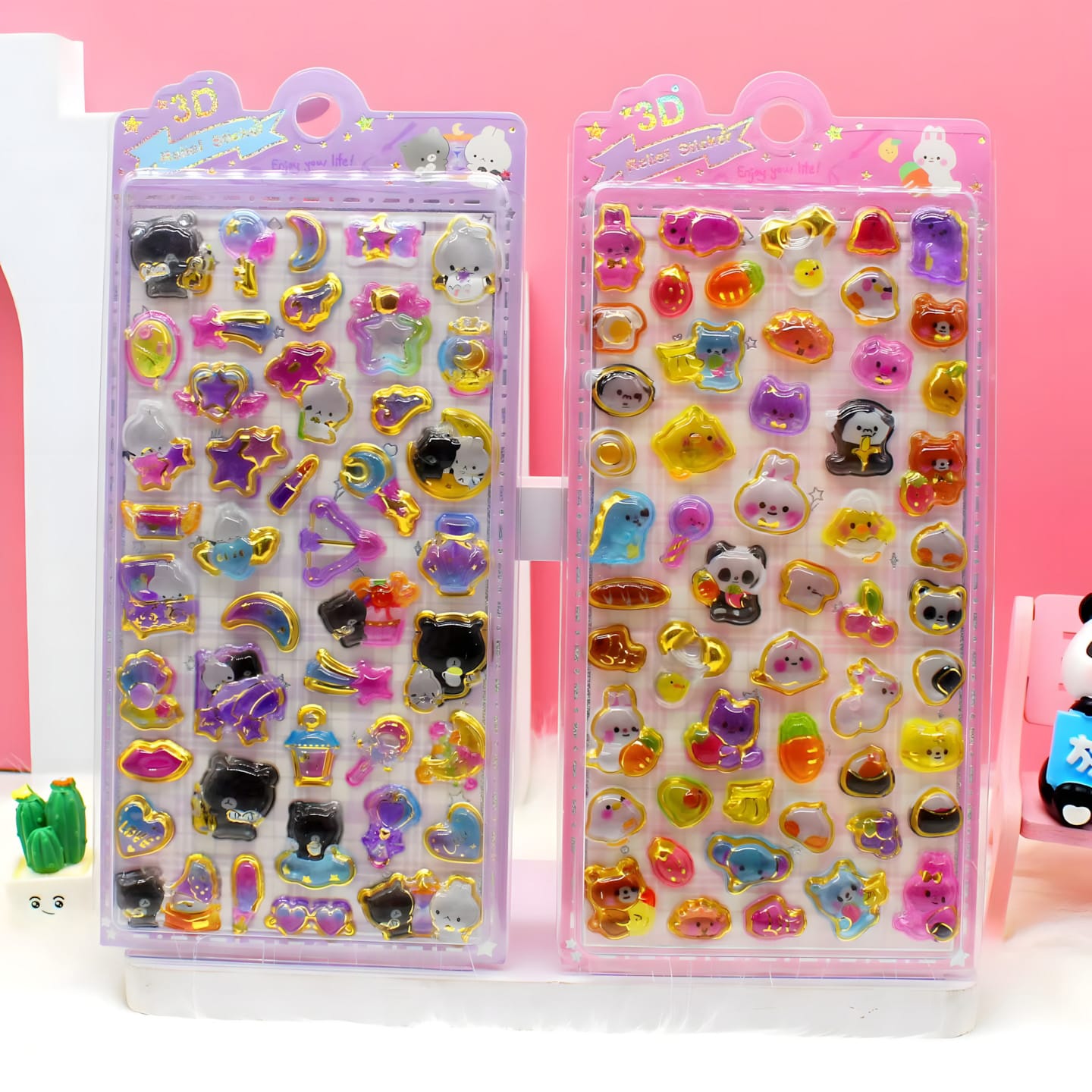 LNFC-069 Hot Stamping Embossed Stickers in Display Box (12 Designs)