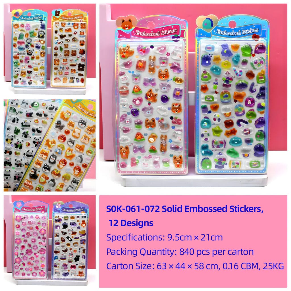 SOK-061-072 Solid Embossed Sticker Cards