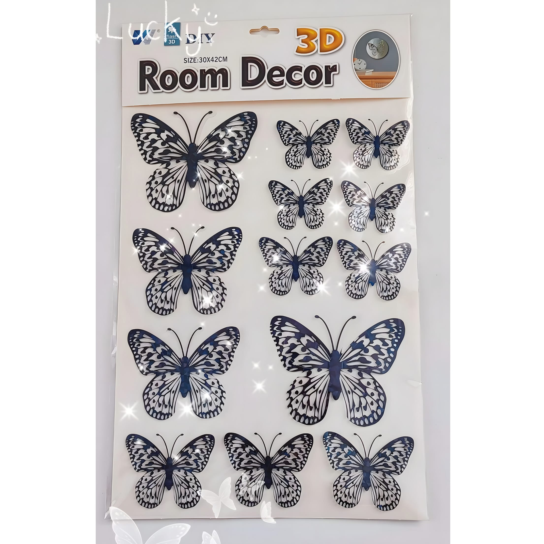 WX-HHY Laser Rainbow Butterfly Stickers