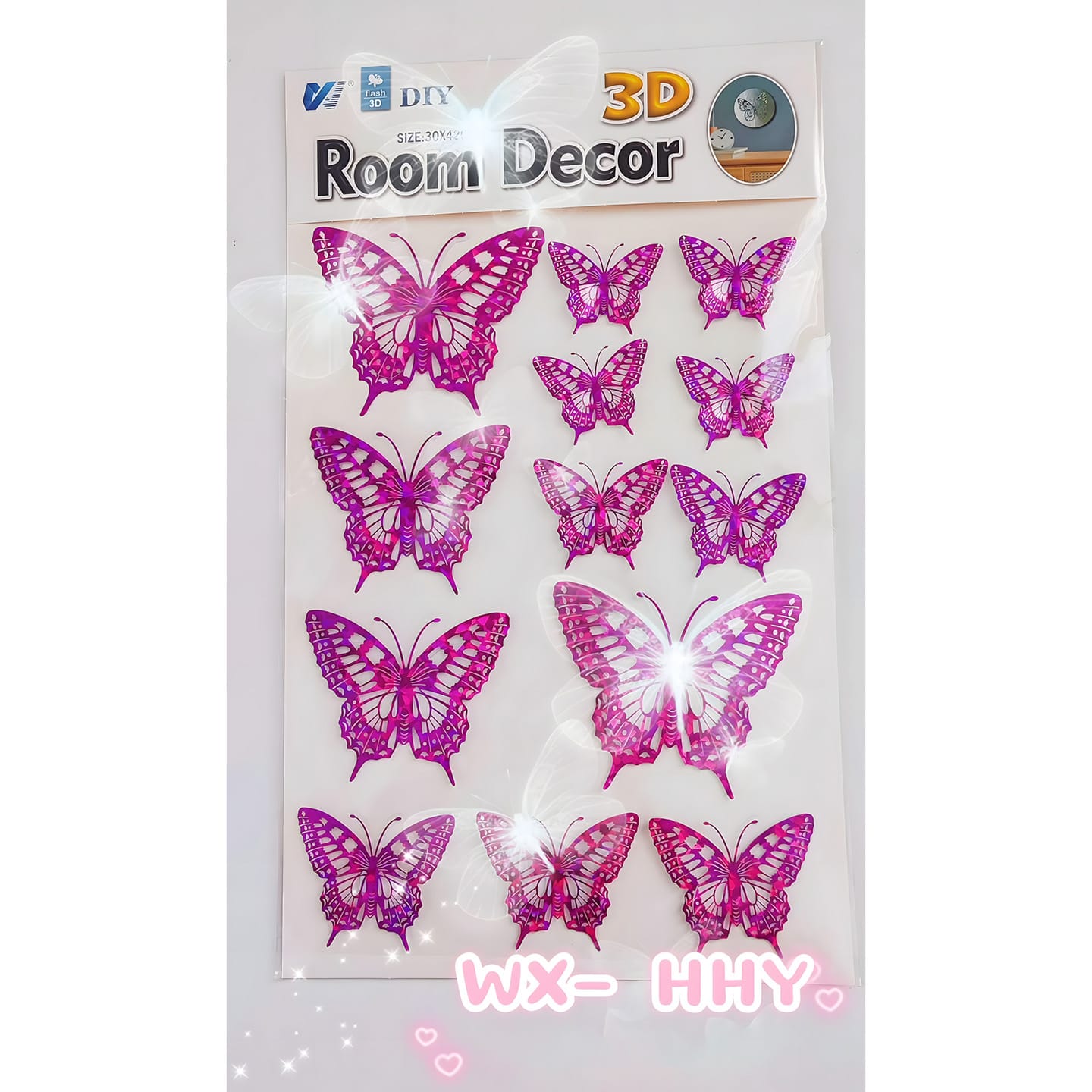 WX-HHY Laser Rainbow Butterfly Stickers