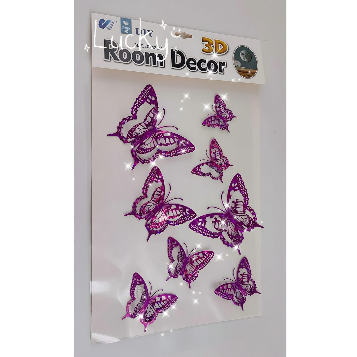 WX-HHY Laser Rainbow Butterfly Stickers