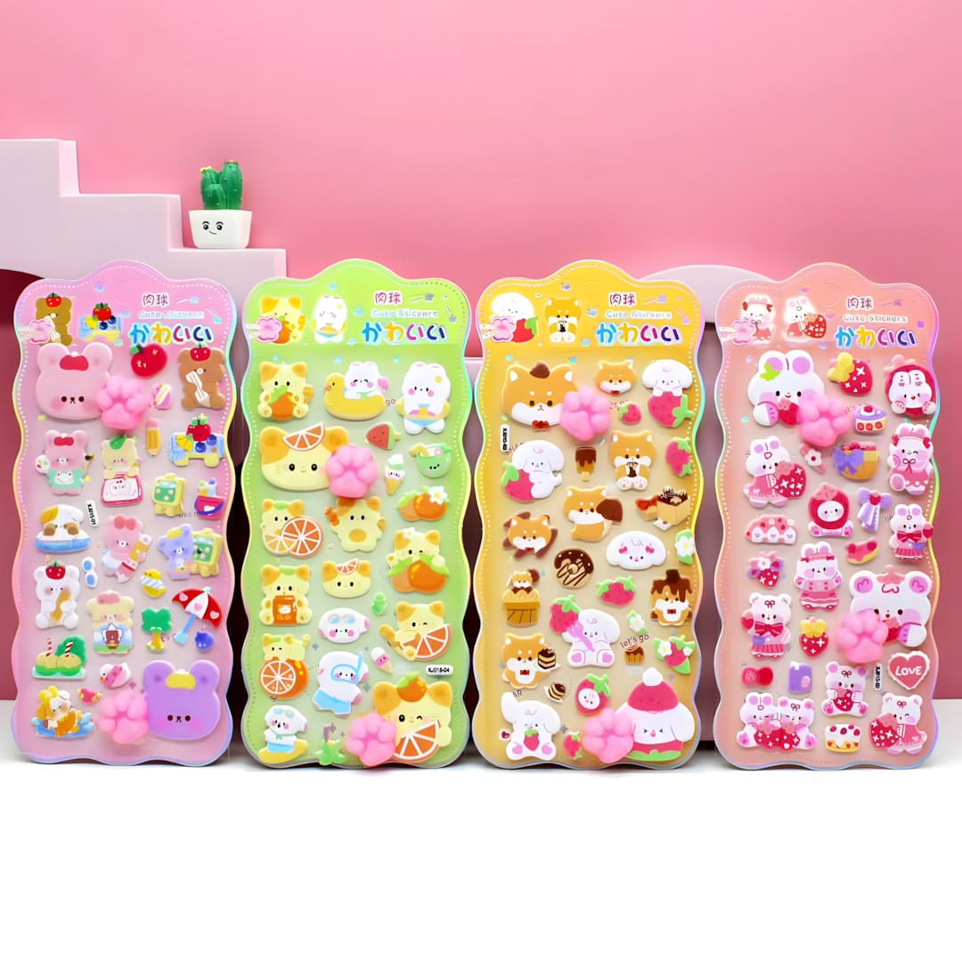 XJ-015 Glow-in-dark Cat Paw Squeeze Sticker XJ-017 Big Belly Girl Squeeze Sticker