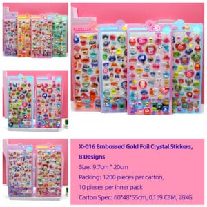 XJ-016 Hot Stamping Embossed Crystal Stickers