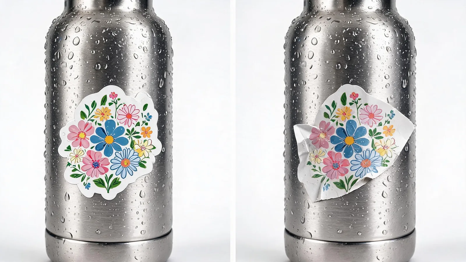 Vinyl vs paper sticker material comparison