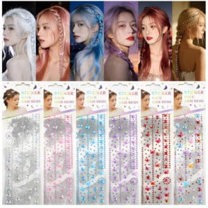 XF-17 DIY Diamond Hair Decoration Stickers (6 Designs, 6 Colors)