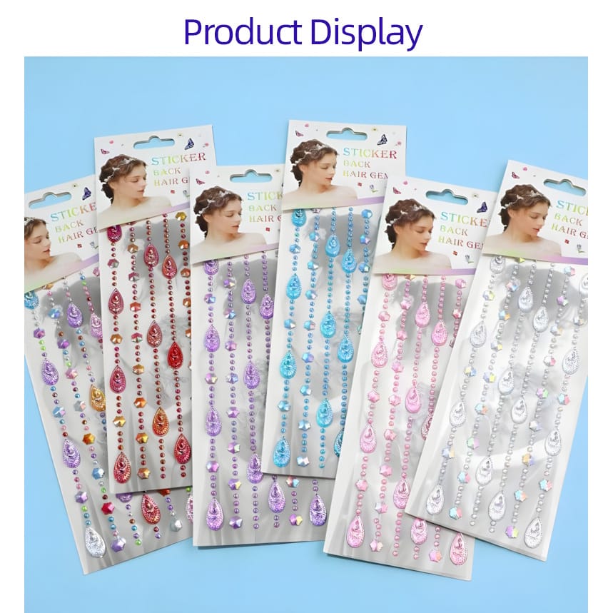 XF-17 DIY Diamond Hair Decoration Stickers (6 Designs, 6 Colors)