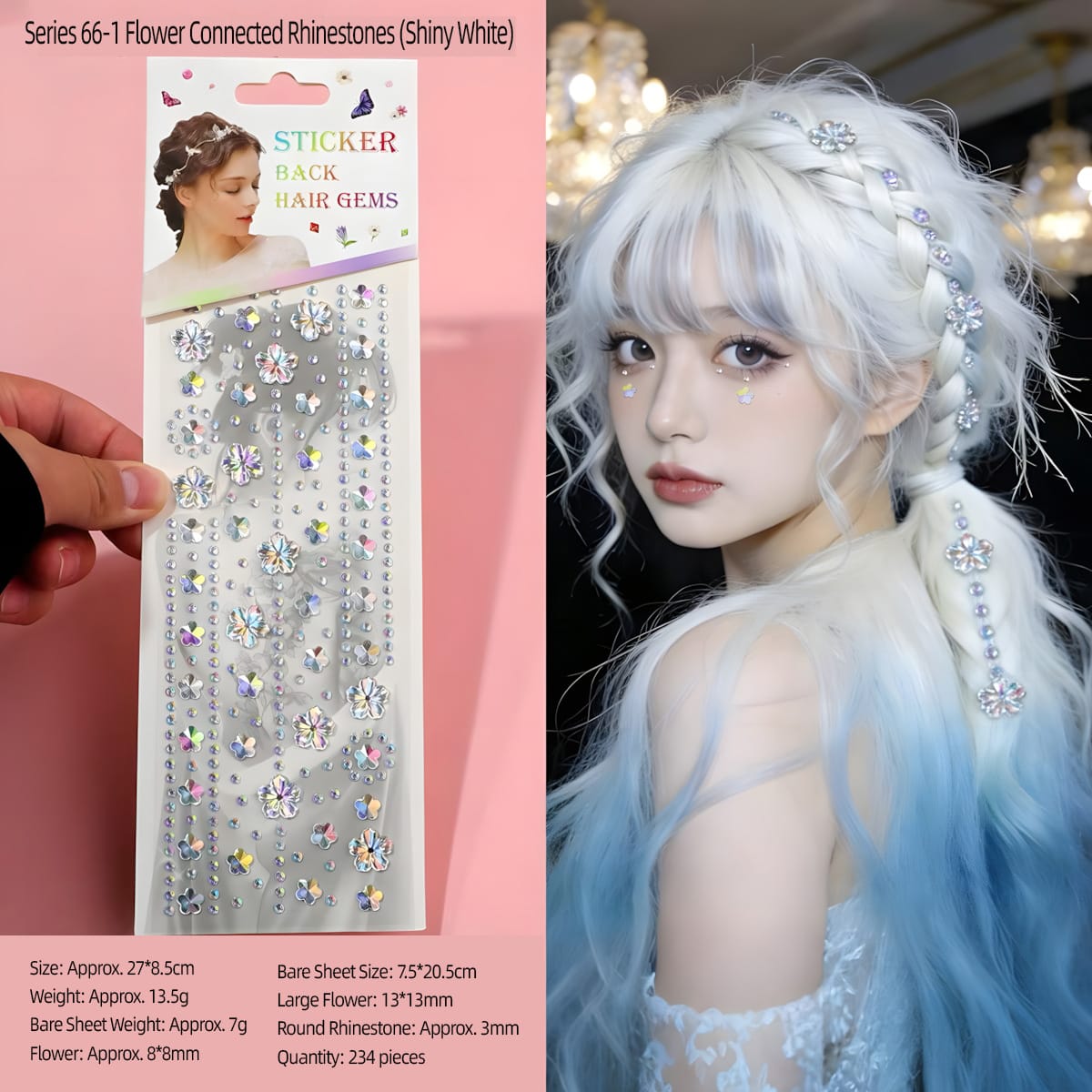 XF-17 DIY Diamond Hair Decoration Stickers (6 Designs, 6 Colors)