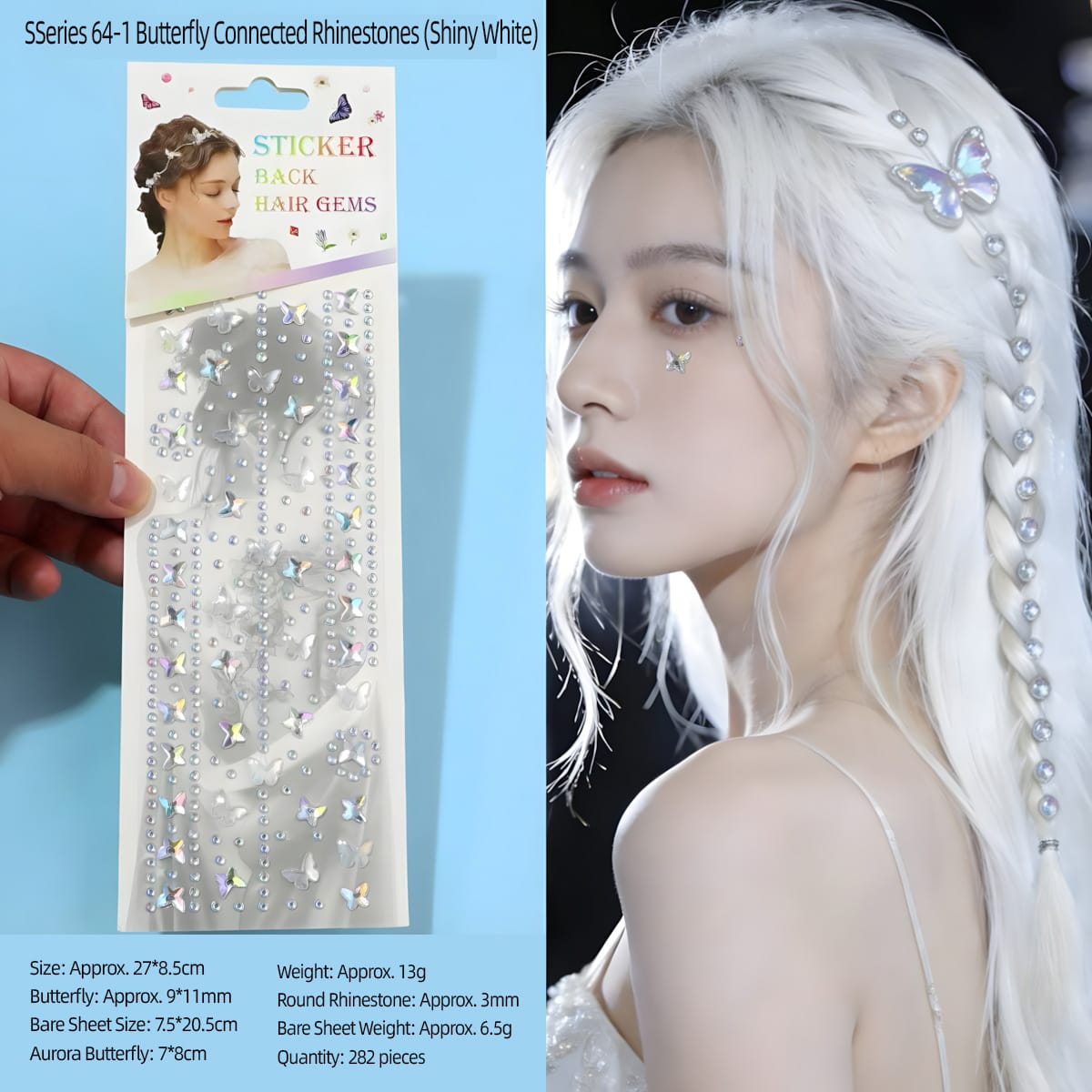 XF-17 DIY Diamond Hair Decoration Stickers (6 Designs, 6 Colors)