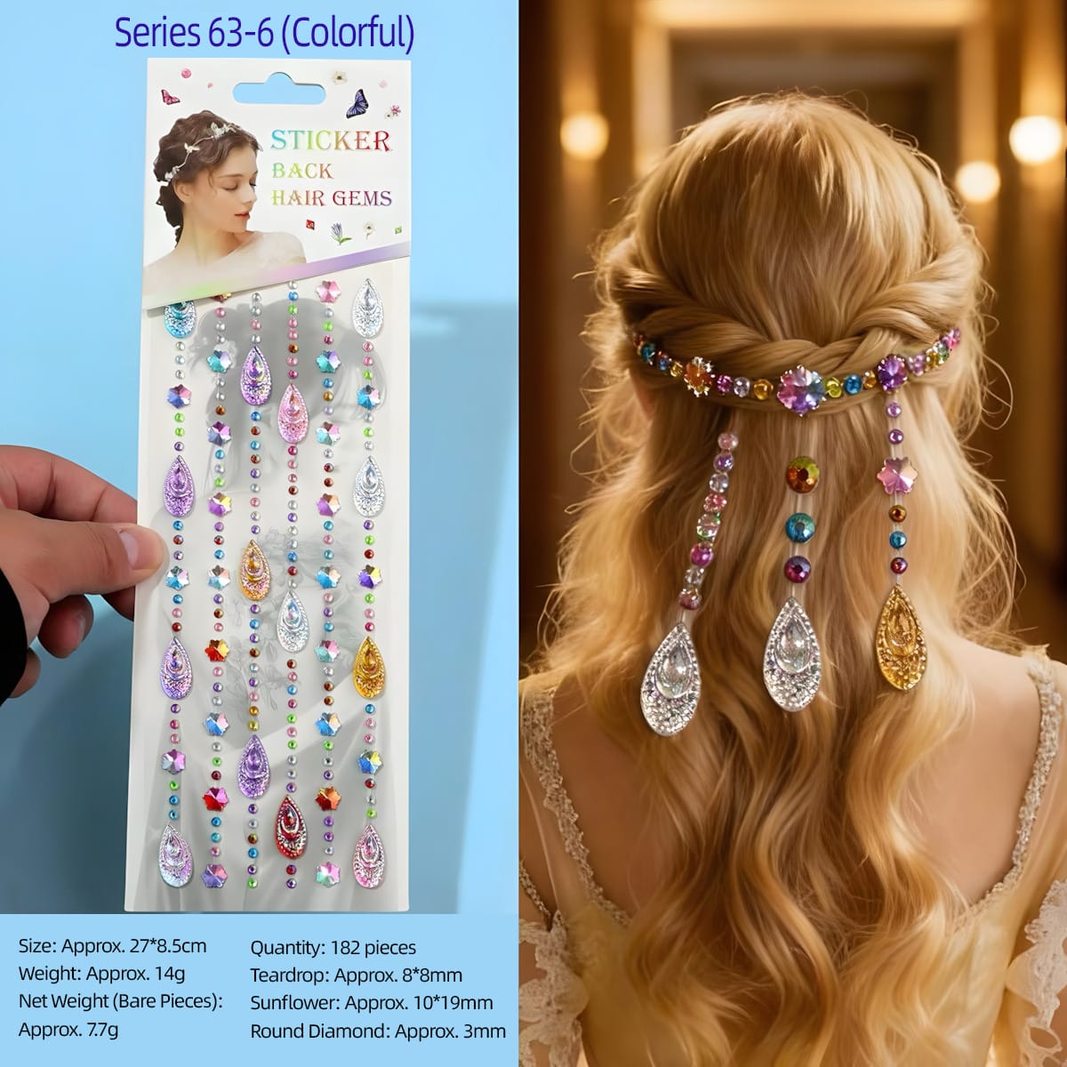 XF-17 DIY Diamond Hair Decoration Stickers (6 Designs, 6 Colors)
