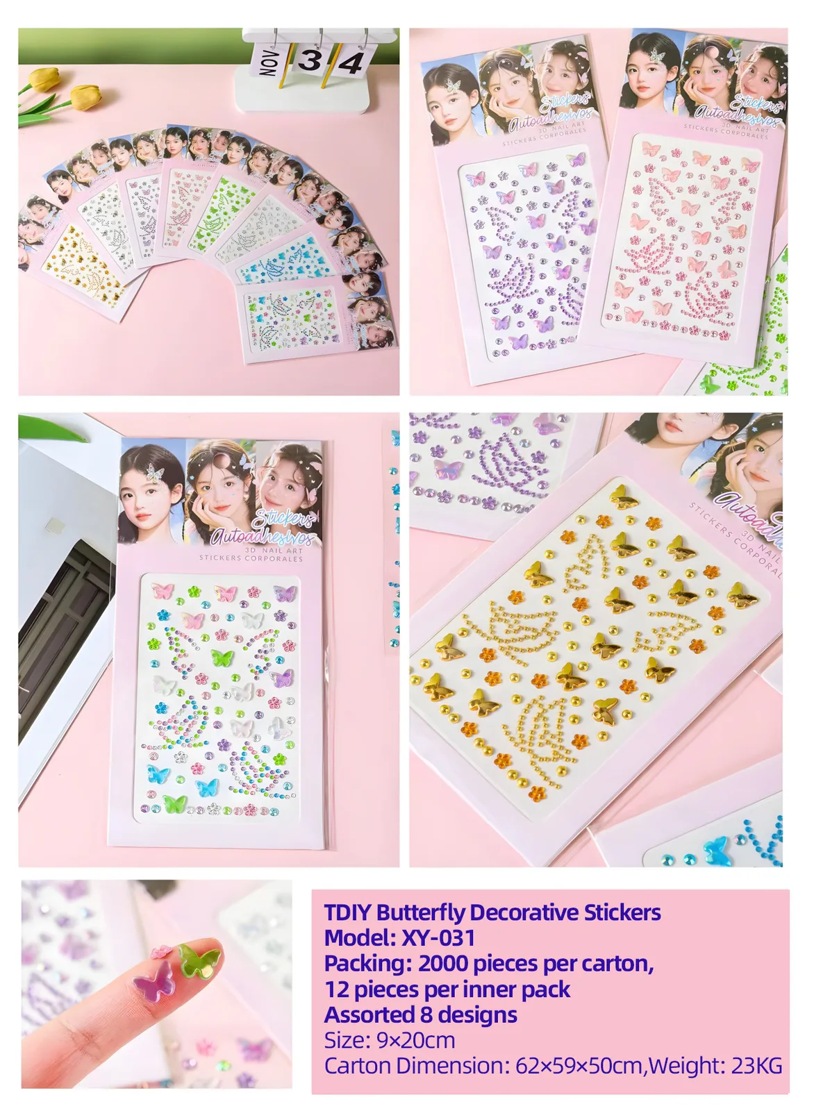 XY-031 Butterfly-Shaped Gem Stickers
