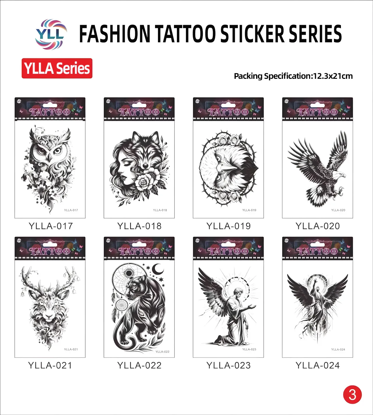 YLLA Temporary Tattoo Stickers (128 designs)
