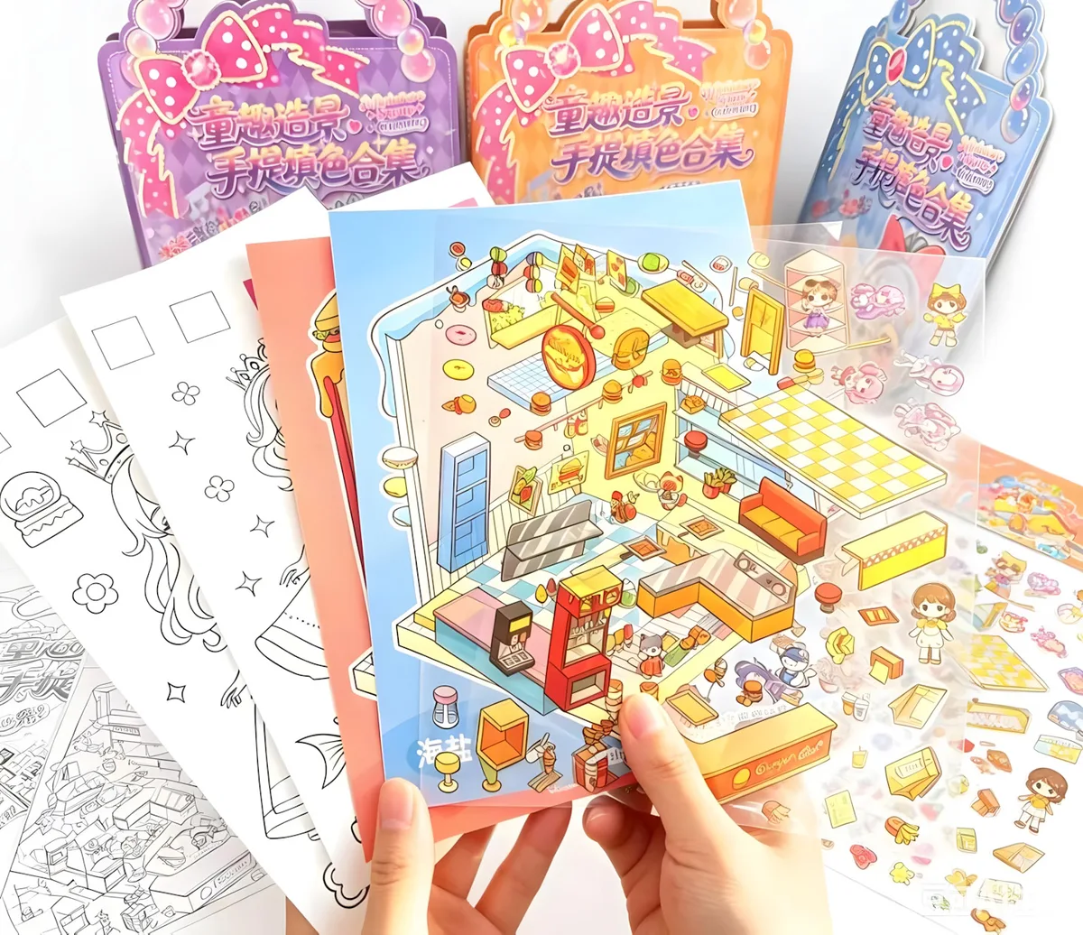 CL-001 Scene Coloring Sticker Book (8 pcs)
