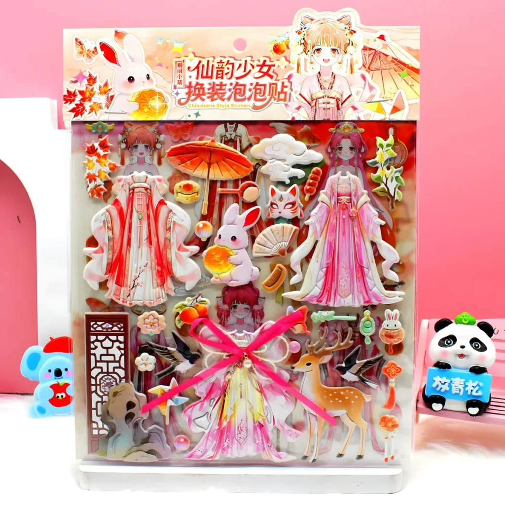 JH83W Double-Layer Peach Skin Bow 3D Sticker Cards