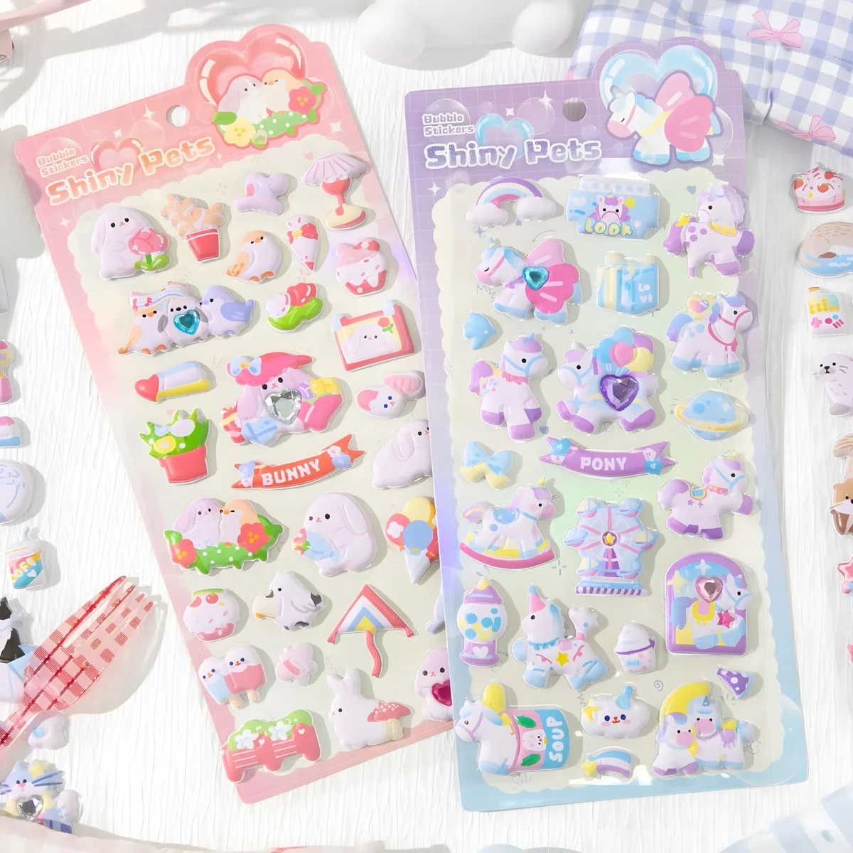 JH84W Gem Bubble 3D Pop Sticker Cards