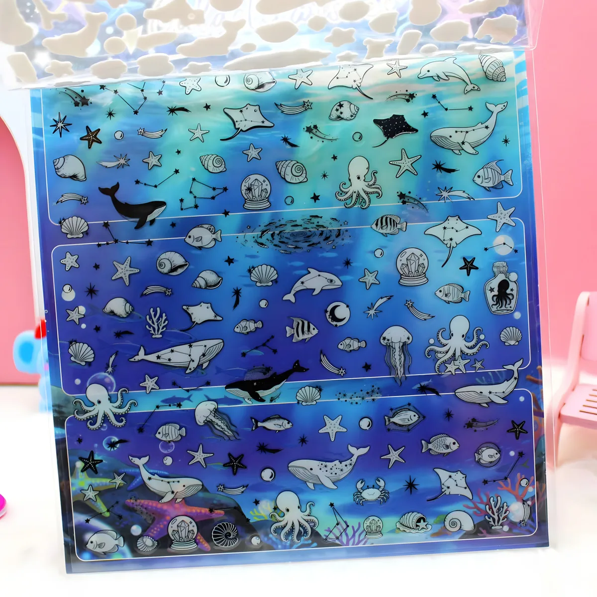 JH85W Double-Layer Luminous 3D Embossed Sticker Cards
