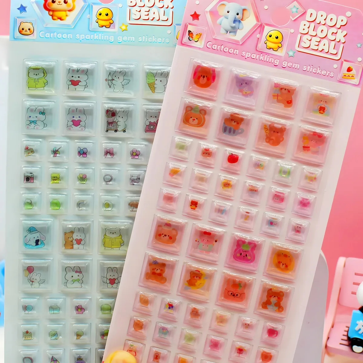 RG Solid Square 3D Embossed Sticker Cards