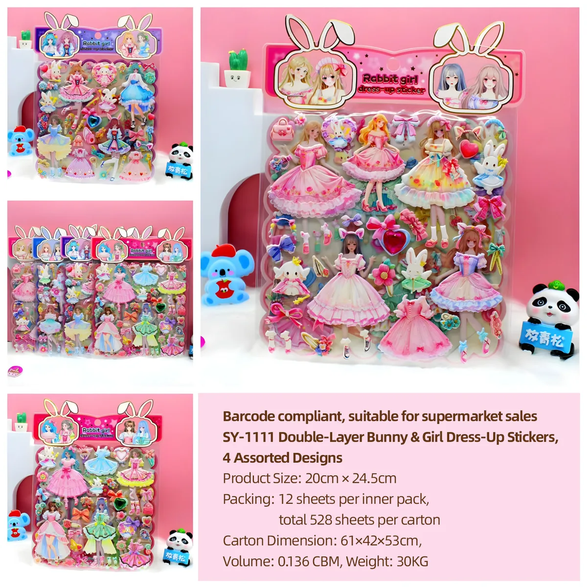 SY-1111 Double-Layer Bunny Dress-Up Sticker Cards