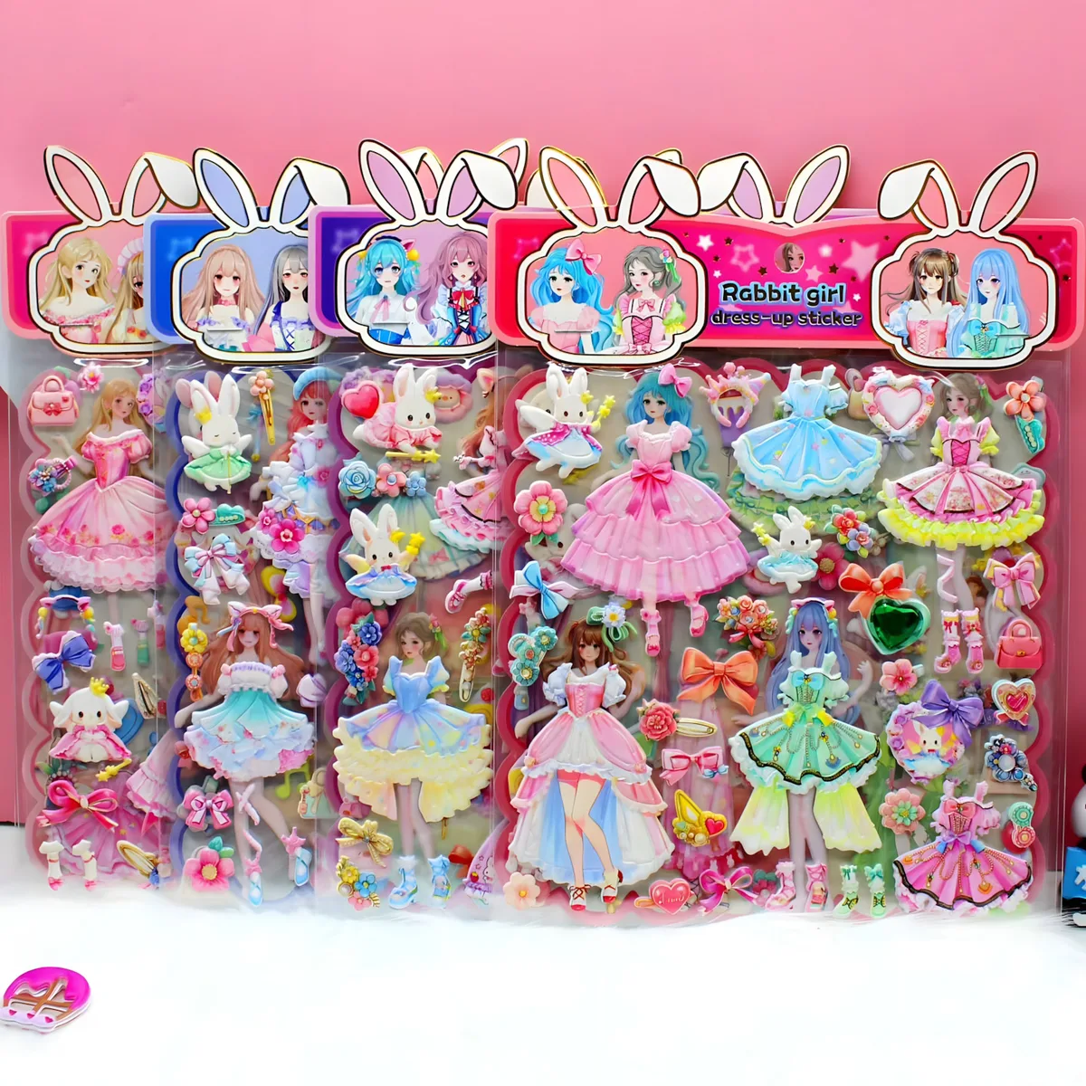 SY-1111 Double-Layer Bunny Dress-Up Sticker Cards