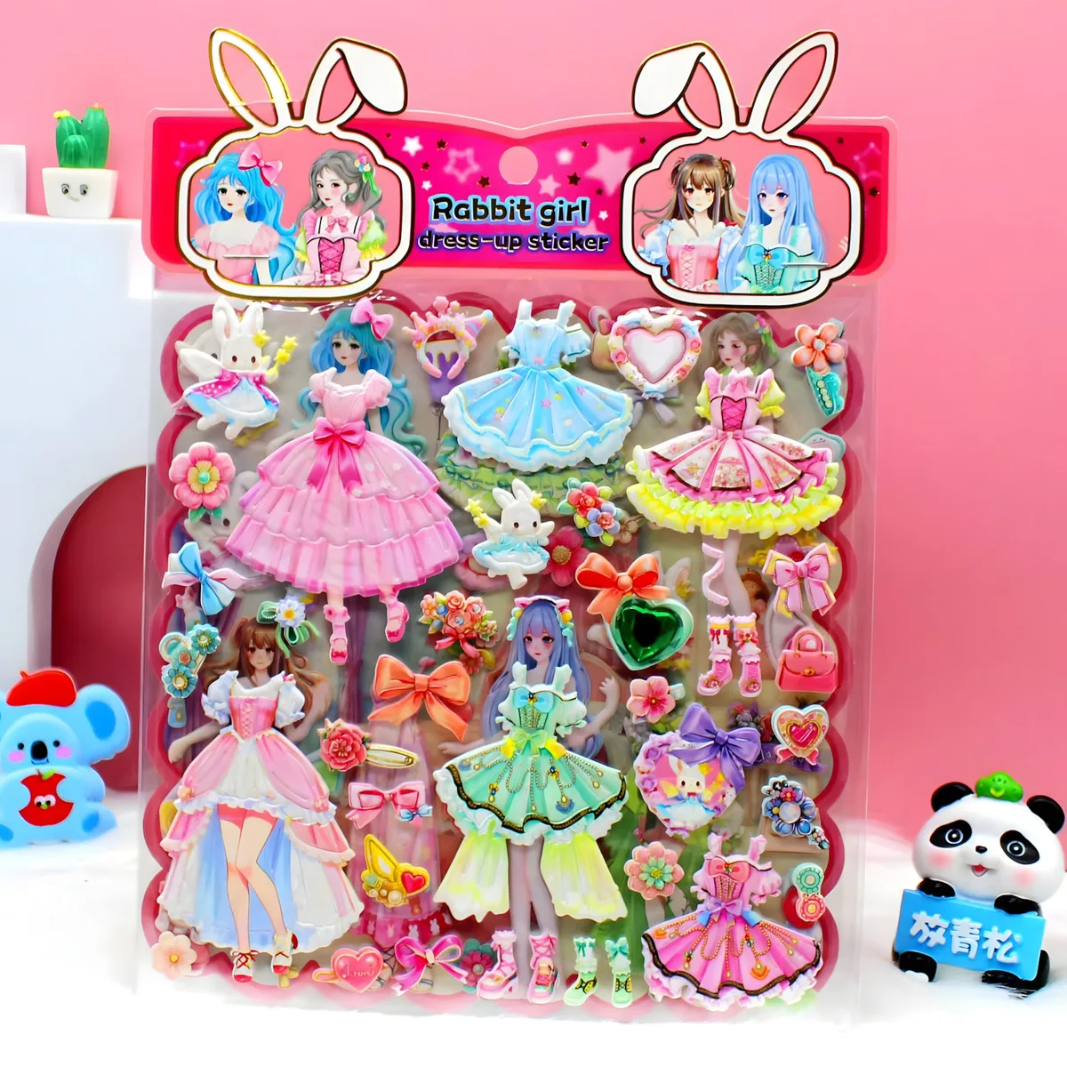 SY-1111 Double-Layer Bunny Dress-Up Sticker Cards