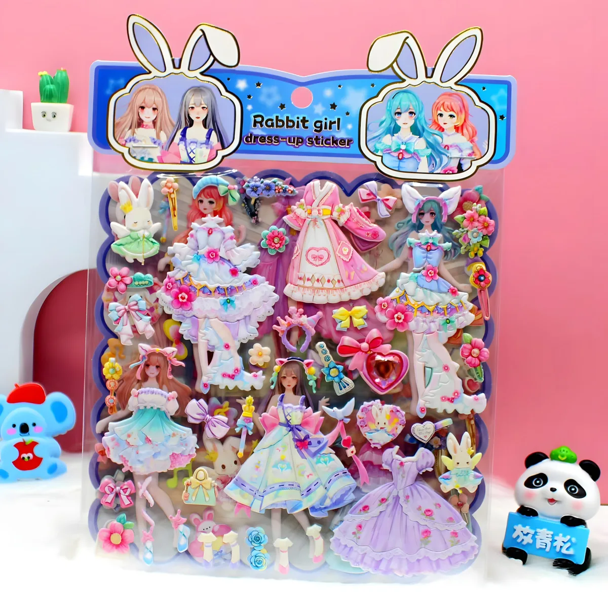 SY-1111 Double-Layer Bunny Dress-Up Sticker Cards