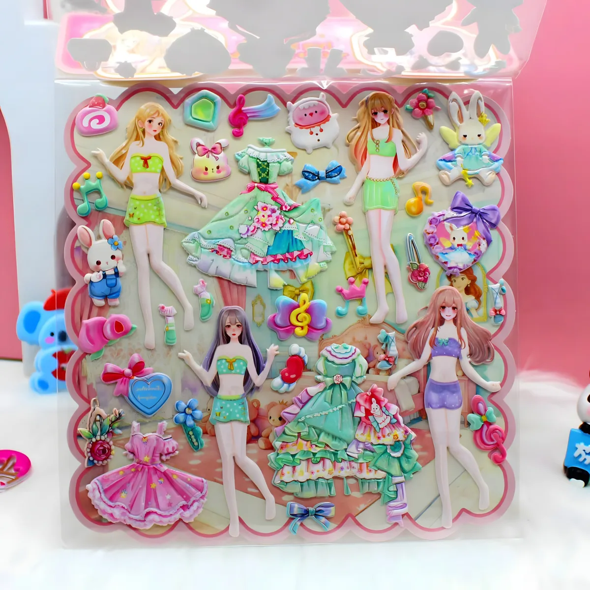 SY-1111 Double-Layer Bunny Dress-Up Sticker Cards