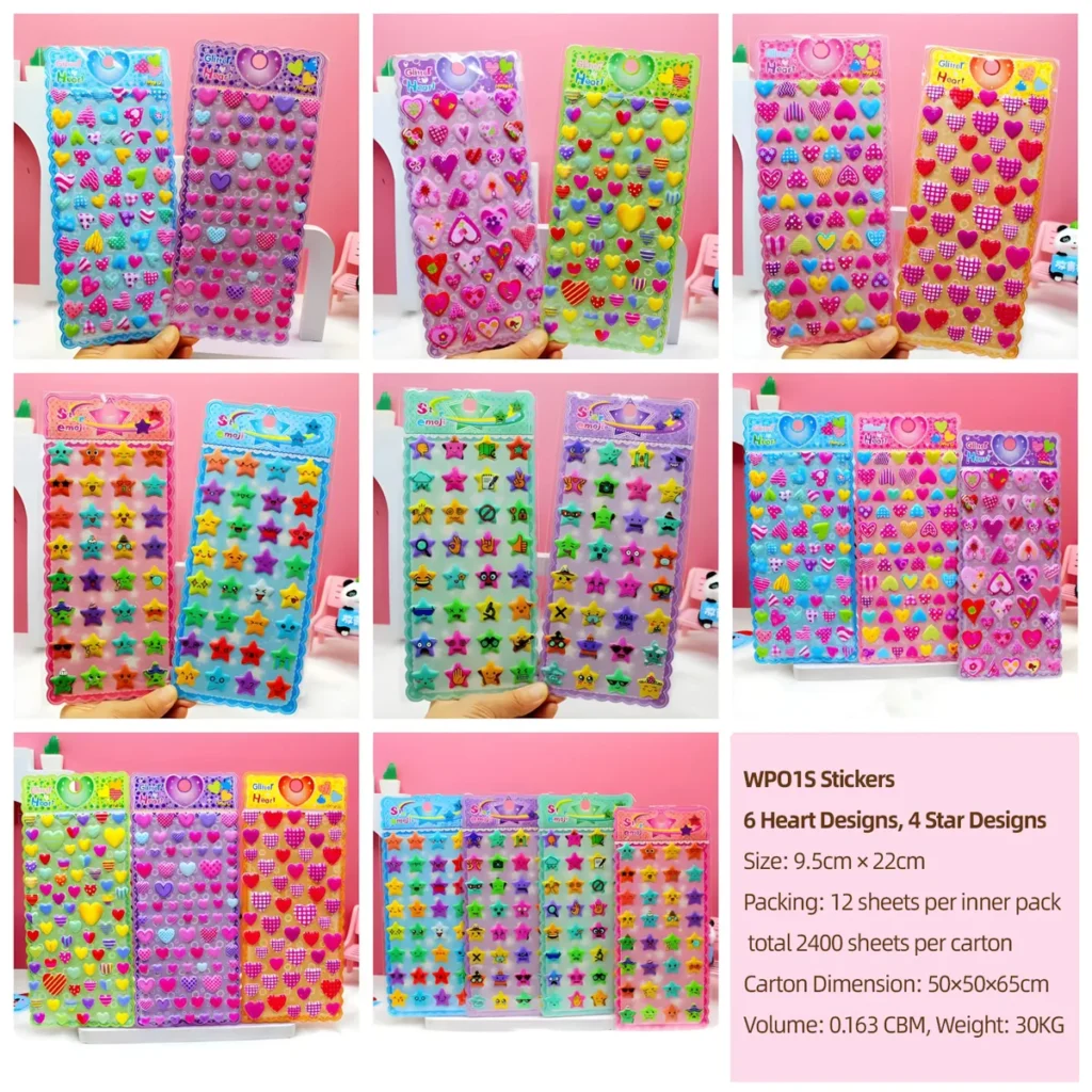 WP01S Gold Powder Bubble 3D Pop Sticker Cards