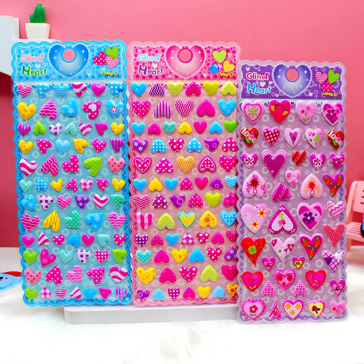WP01S Gold Powder Bubble 3D Pop Sticker Cards