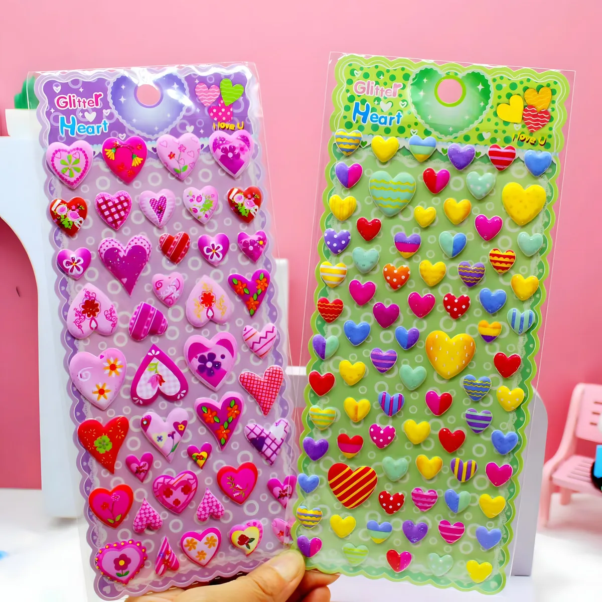 WP01S Gold Powder Bubble 3D Pop Sticker Cards