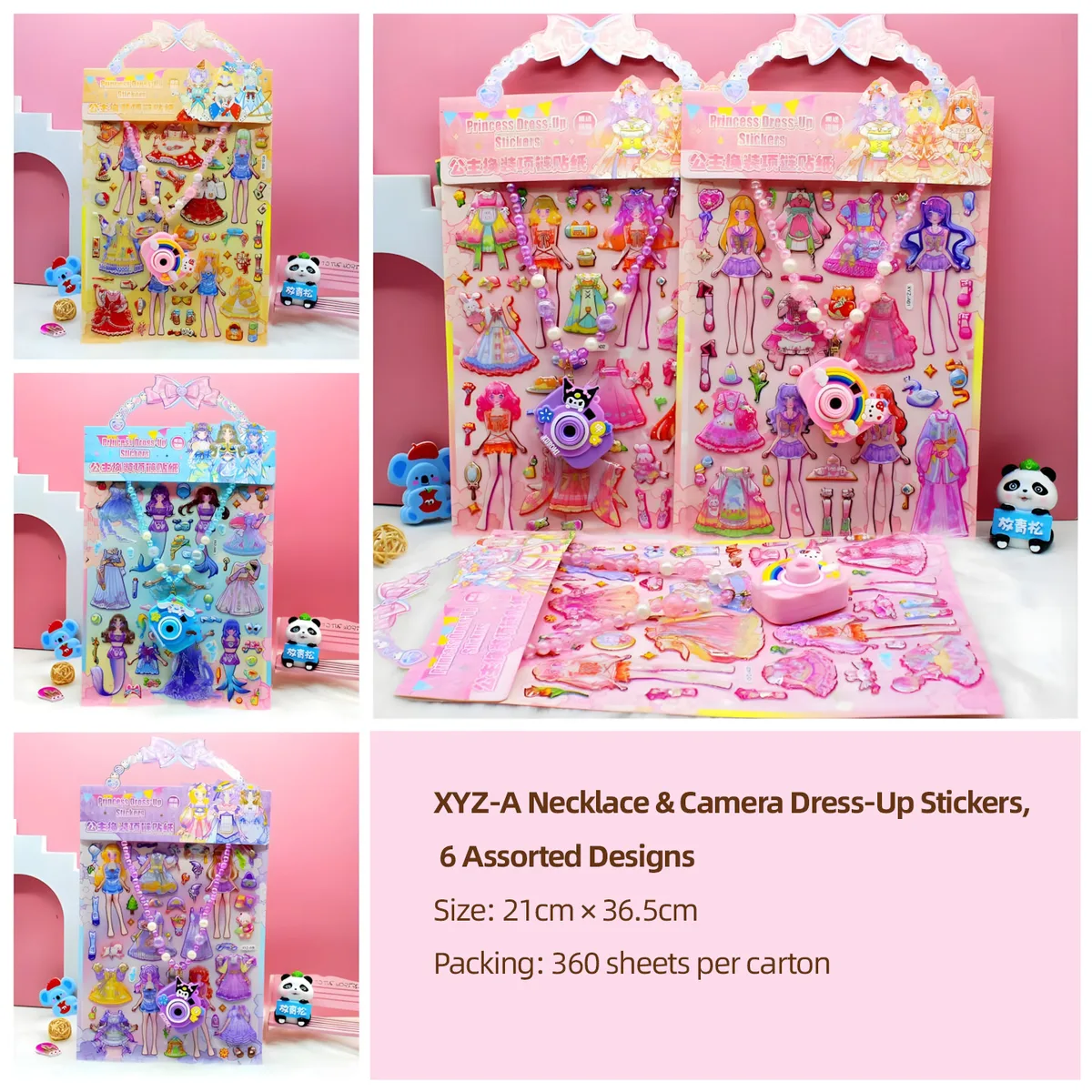 XYZ-A Camera Necklace 3D Dress-Up Sticker Cards