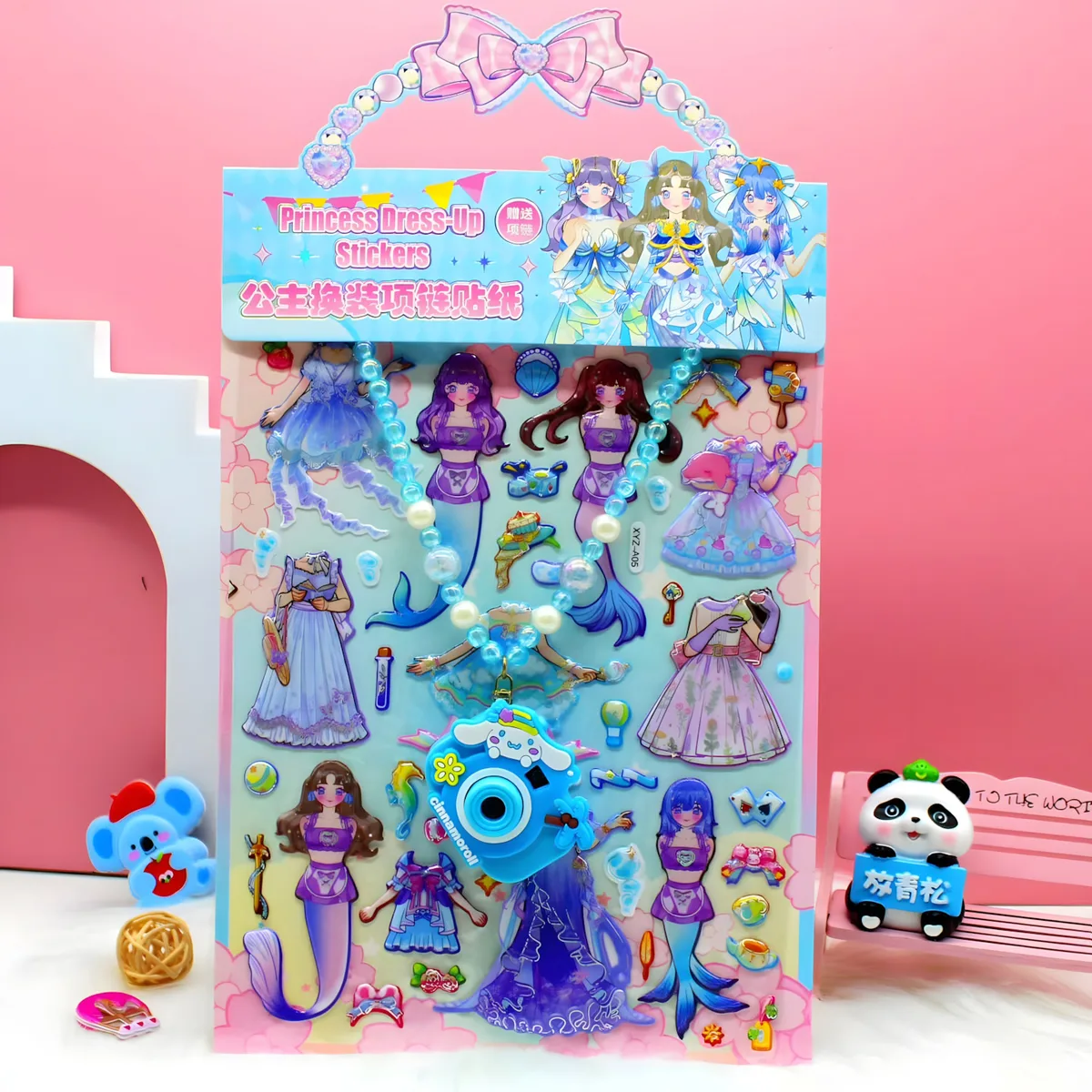 XYZ-A Camera Necklace 3D Dress-Up Sticker Cards