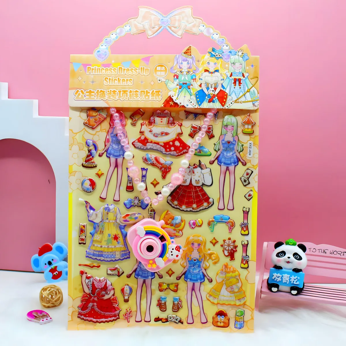 XYZ-A Camera Necklace 3D Dress-Up Sticker Cards