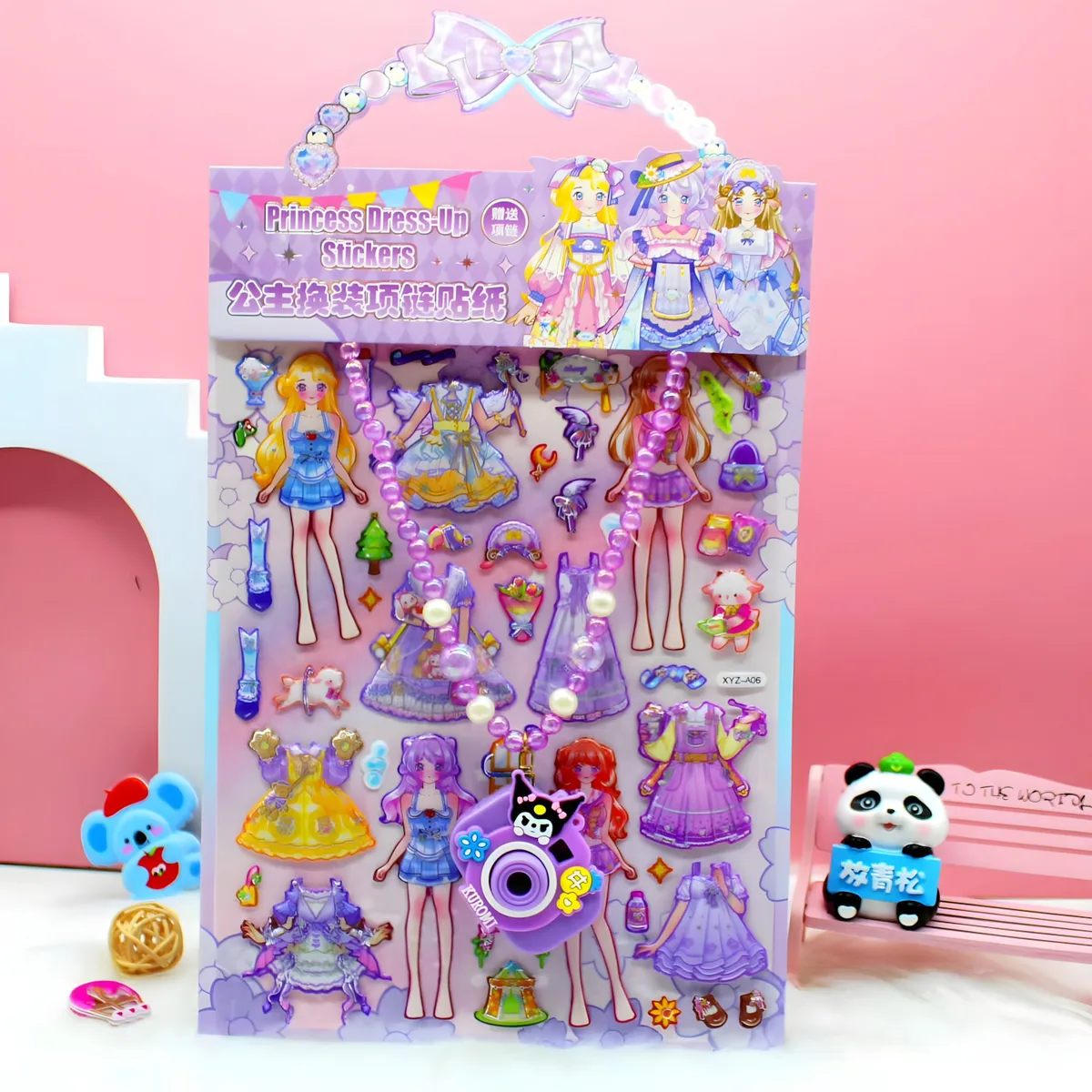XYZ-A Camera Necklace 3D Dress-Up Sticker Cards
