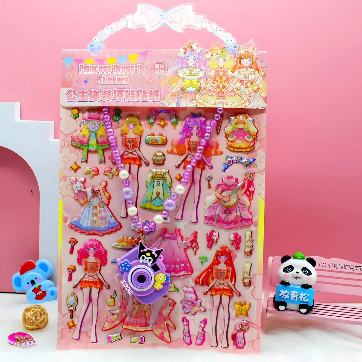 XYZ-A Camera Necklace 3D Dress-Up Sticker Cards
