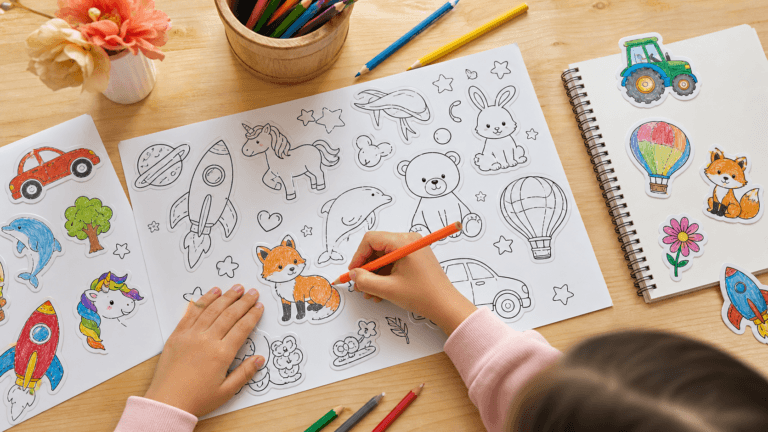 Color-Your-Own Stickers for Kids: A Product Guide illustration for StickerJaki blog guide
