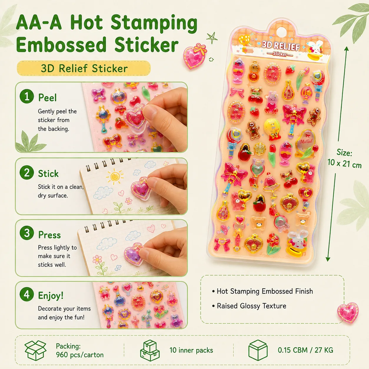 AA-A Hot stamping embossed stickers