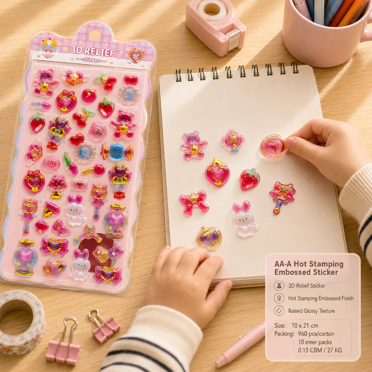 AA-A Hot stamping embossed stickers