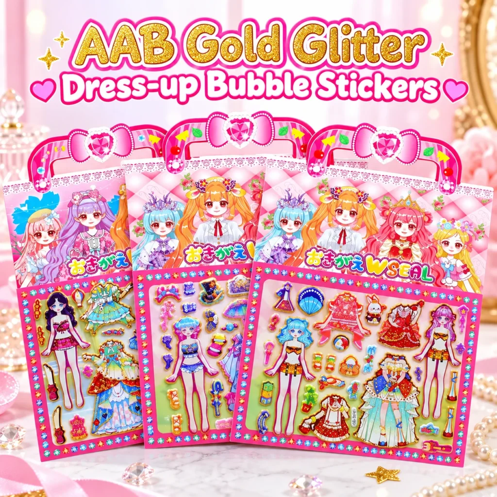 AAB Gold Glitter Dress-up Bubble Stickers