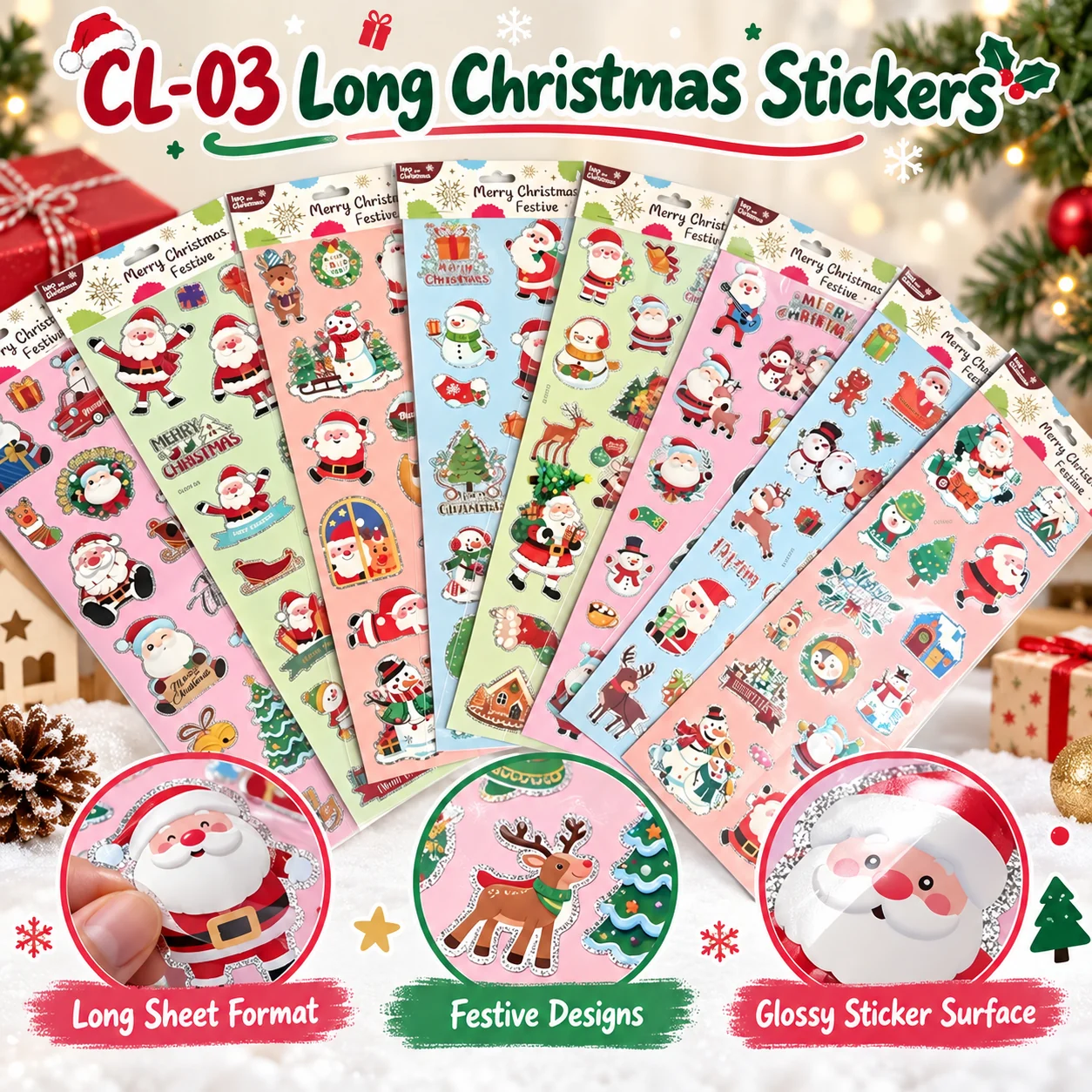 CL-03 Long Christmas Stickers