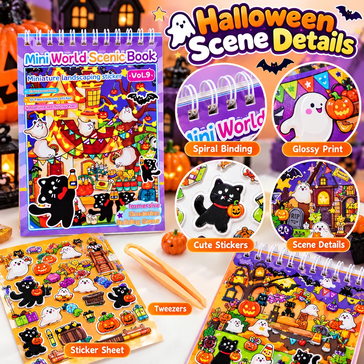 CS-055 English Version Halloween Landscape Sticker Book